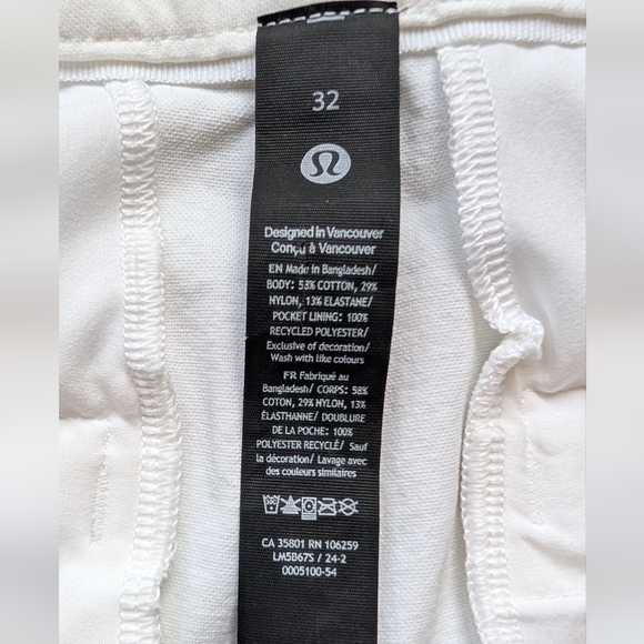 Lululemon Women's White Woven Stretch Pants Side Zipper Pocket Size 32 - Picture 5 of 16